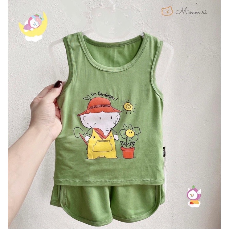 [FAFRINW05 giảm tối đa 30k đơn 150k]Bộ ba lỗ thun lạnh Kwoo hình con vật ngộ nghĩnh