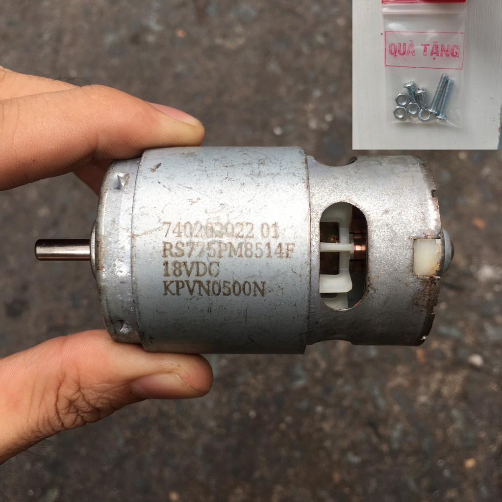 Motor Bãi Tháo Máy 775 Trục Dài - Loại 18VDC - Có Bảo Hành - Tặng Vít