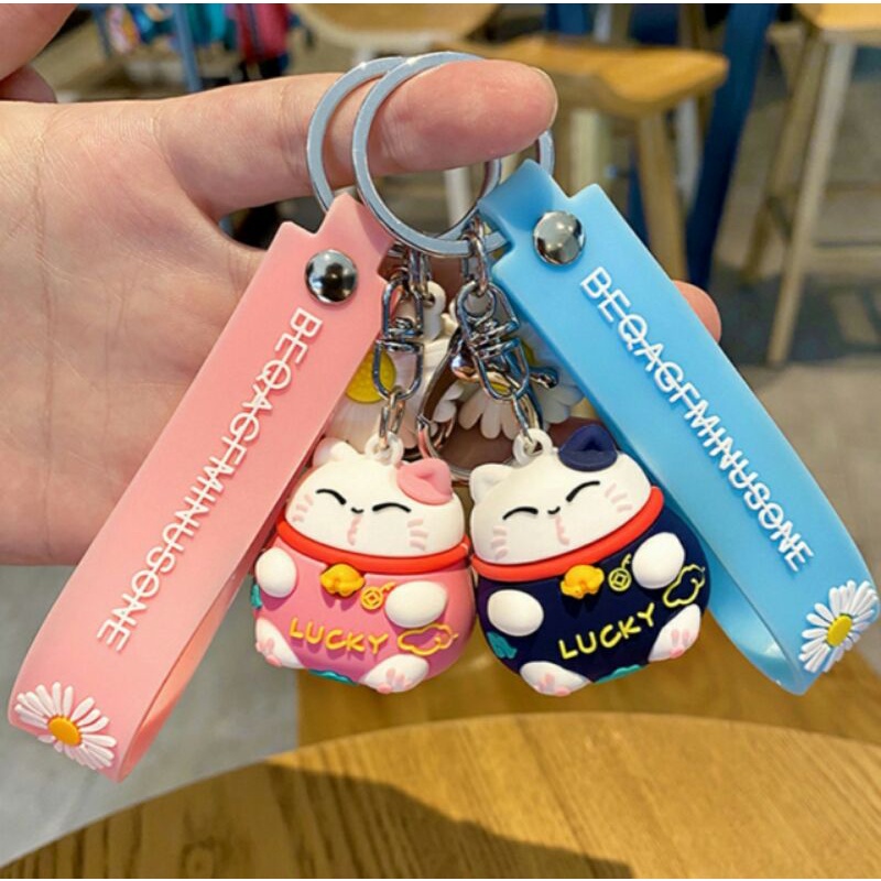 Móc khoá mèo thần tài Lucky cat size lớn