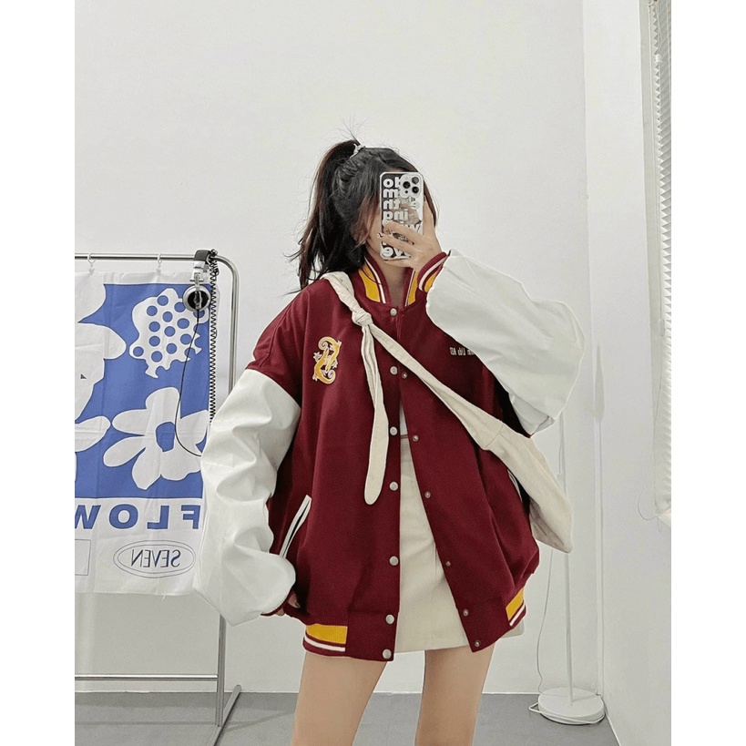 Áo Khoác Bomber Nữ Form Rộng In Chữ Phong Cách Mẫu Mới Cực HOT - CLITUS FASHION