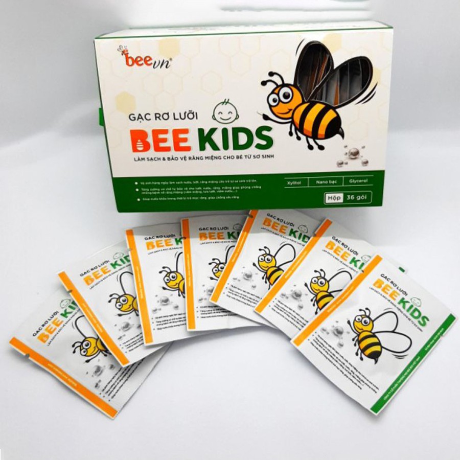 Hộp 36 Gói Gạc Tưa/ Rơ Lưỡi Cho Bé Bee Kids - 8936095880413