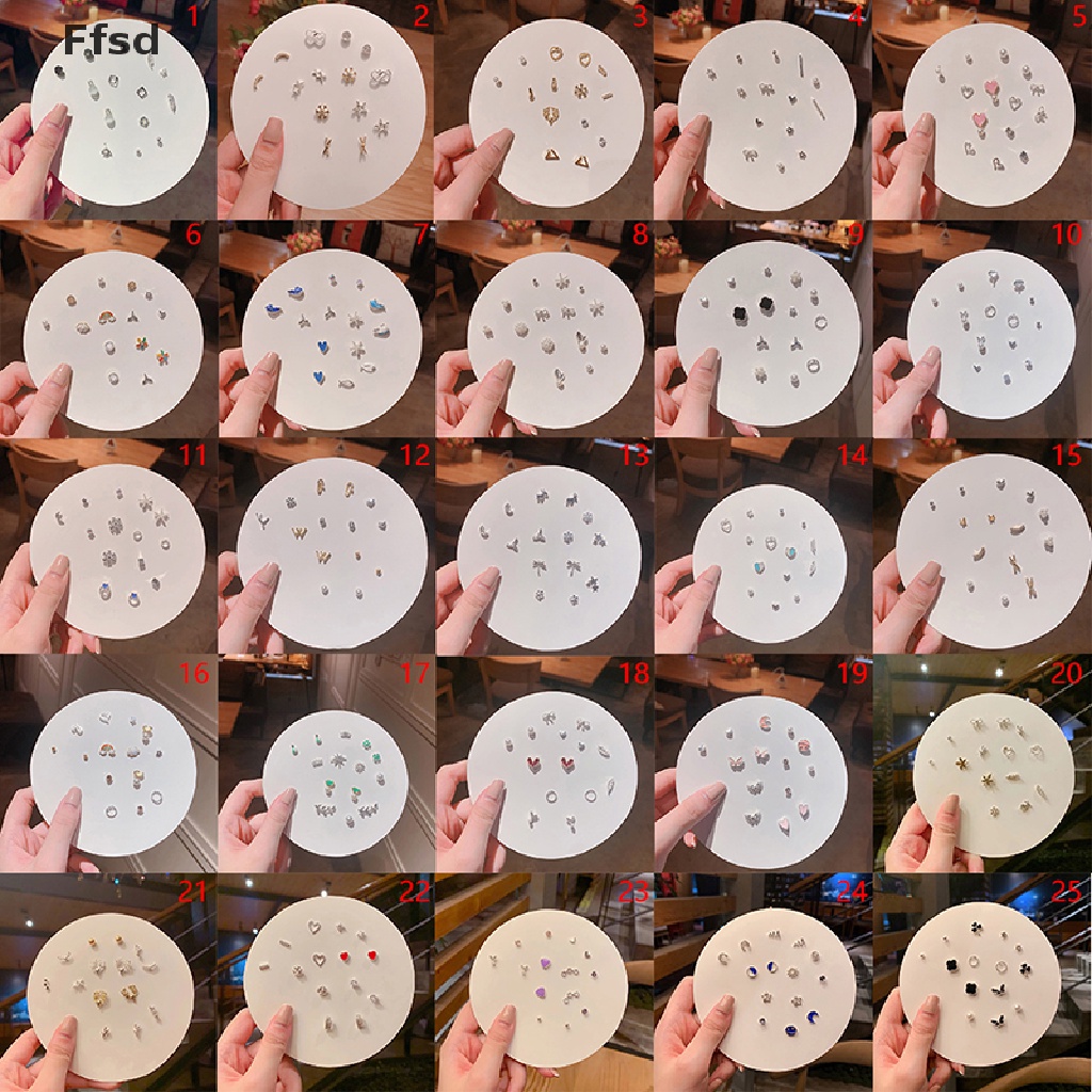 {Ffsd} Set 7 Đôi Bông Tai Xỏ Lỗ Vô Cực Lấp Lánh Trang Sức * Bán Chạy