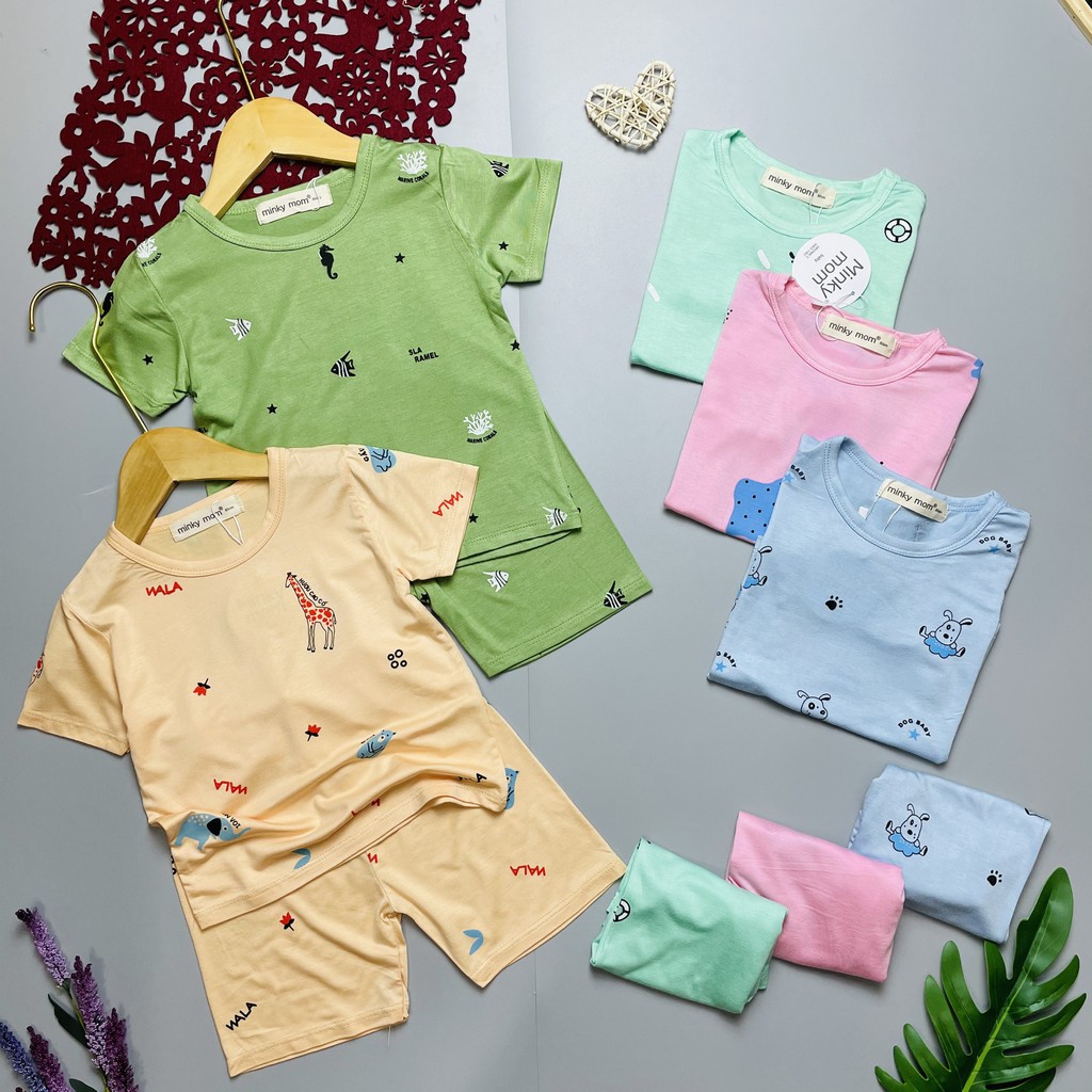 Bộ Minky Mom Thun Lạnh FREE SHIP Ngắn Tay Dể Thương Cho Bé Gái, Bé Trai, Đủ Màu