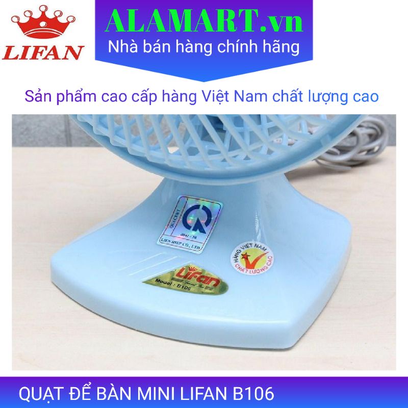 Quạt bàn mini Lifan B-106 màu đen cam siêu cute - mát, nhỏ gọn phù hợp văn phòng, để bàn làm việc