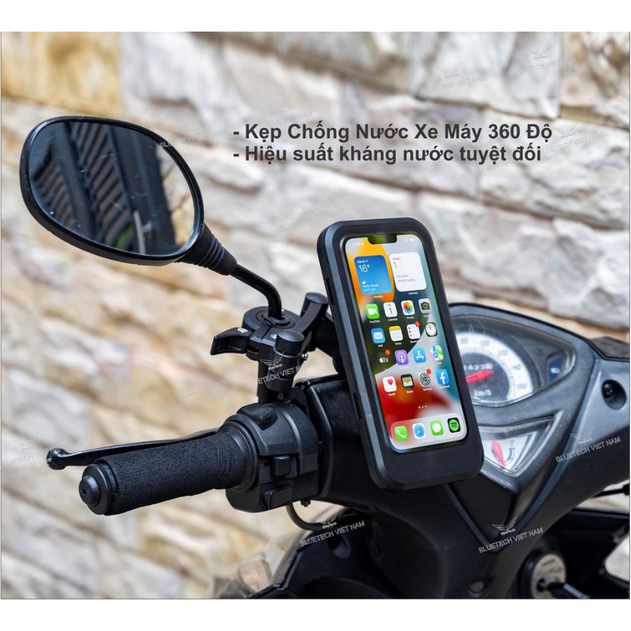 Giá Đỡ Kẹp Điện Thoại Xe Đạp Xe Máy Chống Nước, Xoay 360 Độ, Kẹp Chân Gương Xe Máy - Hàng Chuẩn Loại 1