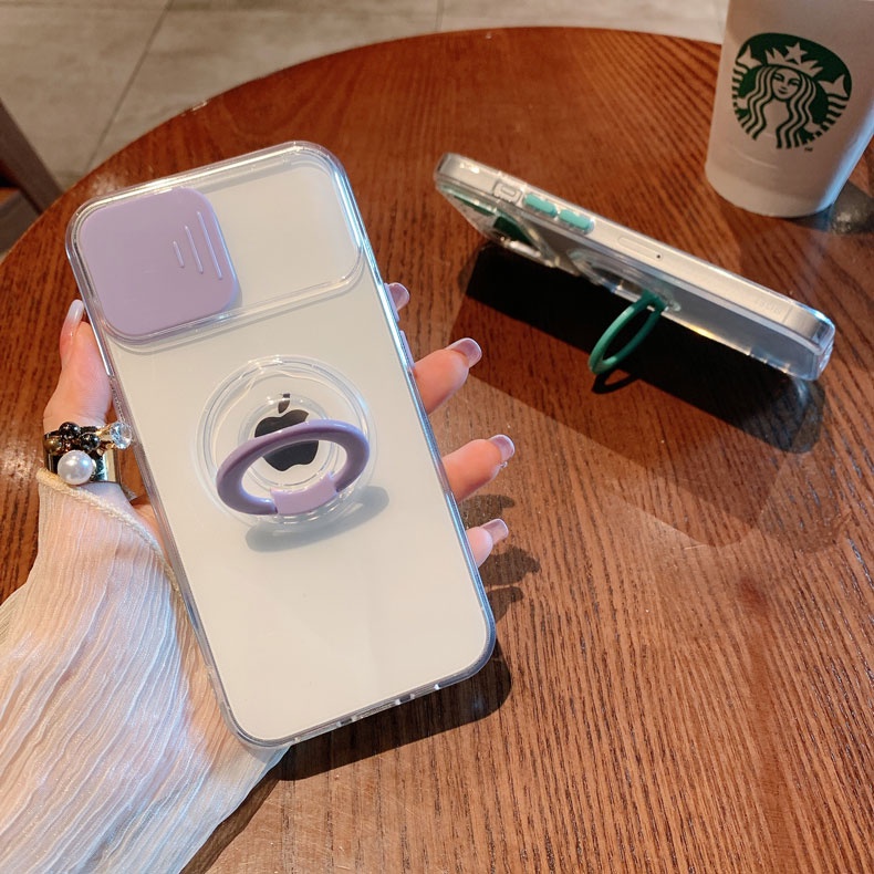 Ốp điện thoại từ TPU dẻo trong suốt màu gradient kèm giá đỡ nhẫn cho Iphone 13 Pro Max 12 11 Pro Max X Xs Xr 8 7 Plus | BigBuy360 - bigbuy360.vn