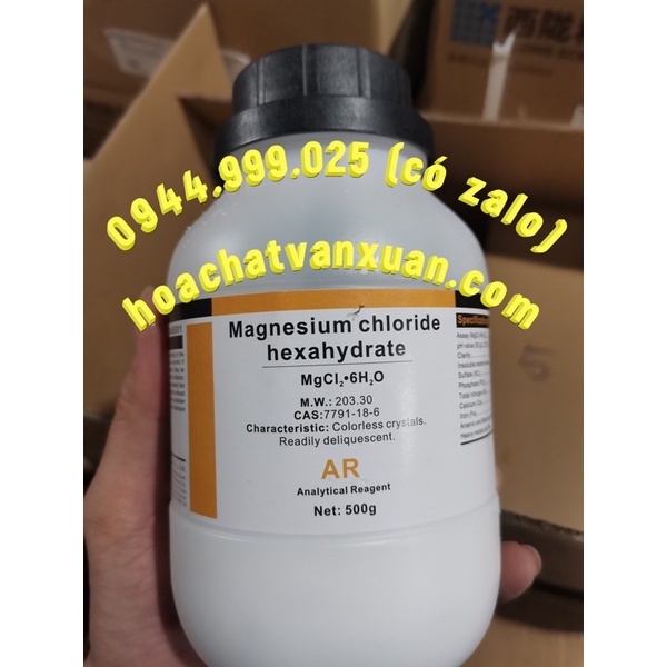 Hoá chất Magnesium chloride hexahydrate MgCl2.6H2O tinh khiết lọ 500g magie clorua MgCl2