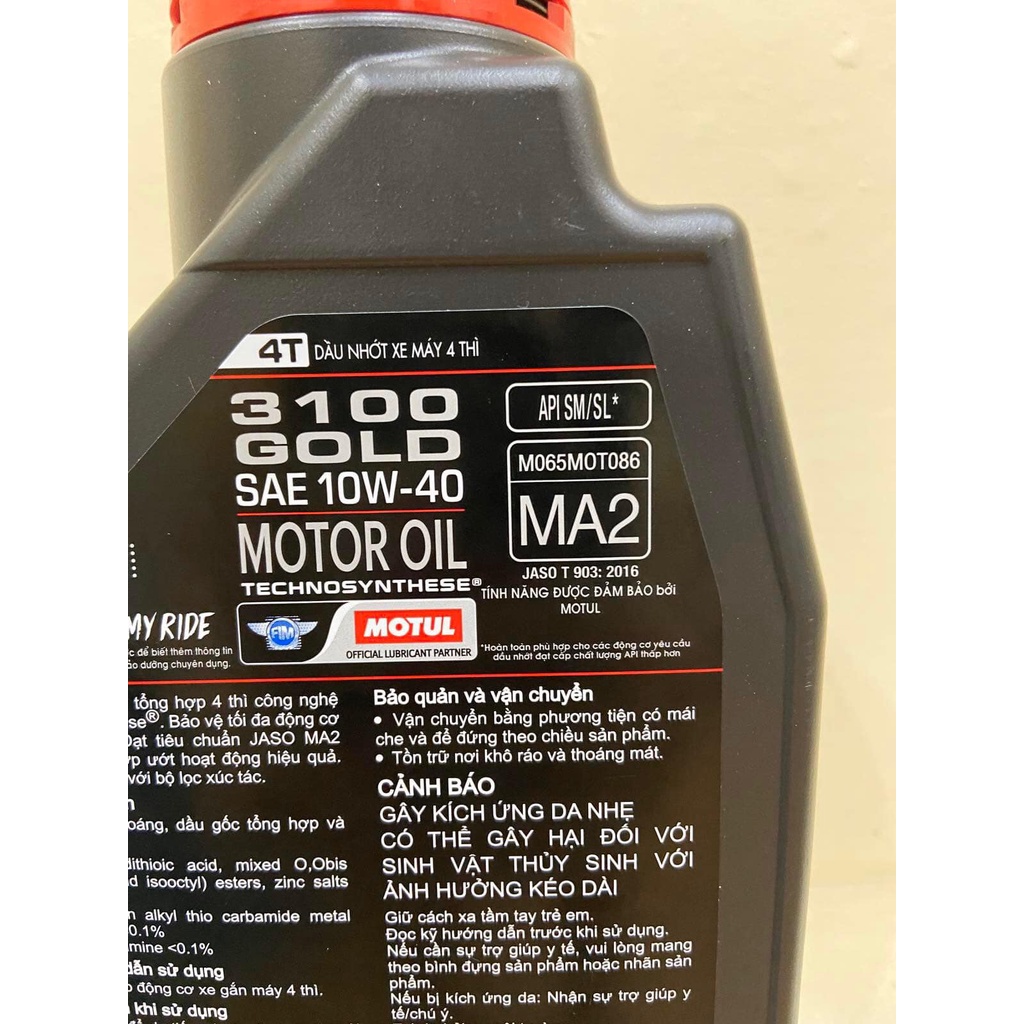 Motul 3100 gold 10w40 dùng cho xe số . côn tay 0.8l