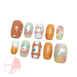 Nail Box Móng Úp Dán Màu Cam Thiết Kế Kèm Keo