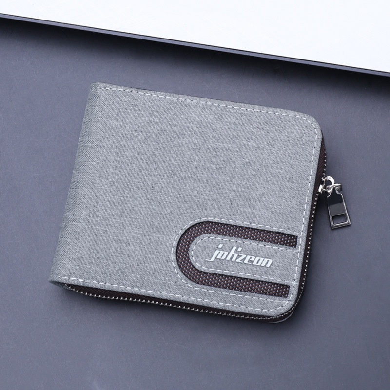 Ví canvas oxford ngắn có khóa kéo phong cách Nhật Bản retro cá tính thời trang đơn giản cho nam