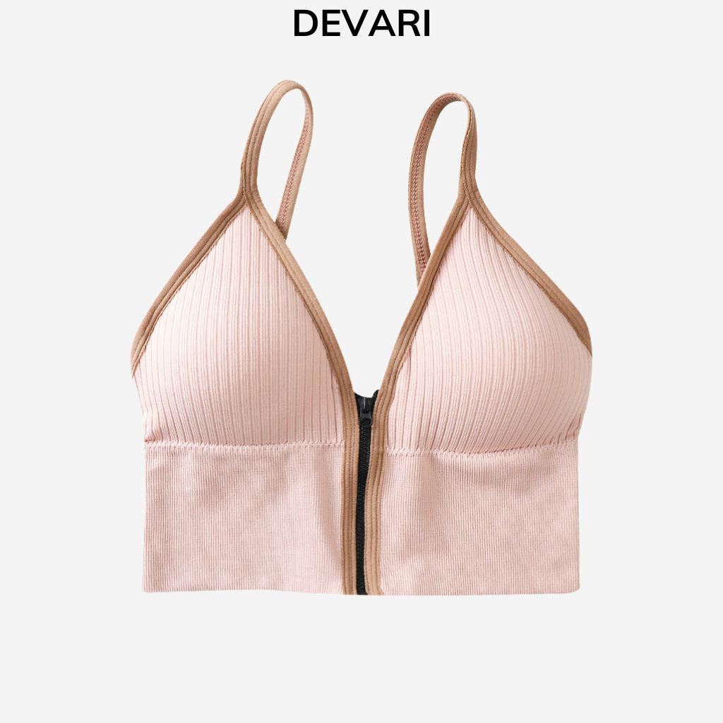 Áo bra 2 dây đẹp khóa kéo trước cổ V nâng ngực cá tính mềm mại siêu sexy DEVARI B3309