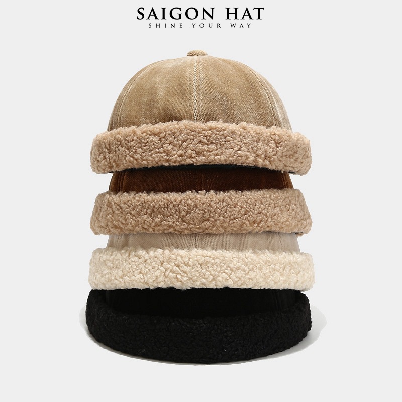 Mũ nồi tròn miki hat nam nữ không vành nhung viền lông form đẹp beanie thời trang thu đông kiểu SAIGON HAT