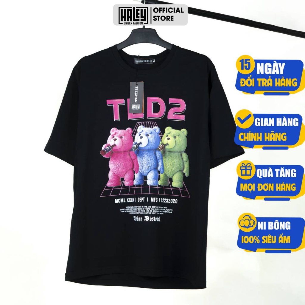 Áo Thun Unisex Tay Lỡ Form Rộng Nam Nữ HALEY vải cotton phong cách Hàn Quốc Ulzzang TN08