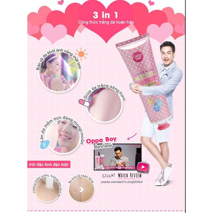 Kem Chống Nắng Trắng Da Cathy Doll L-glutathione Magic Cream SPF50 PA+++ 60ml