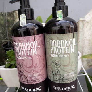 Bộ dầu gội xả delofil argan oil protein cho tóc gàu dầu phục hồi 800ml