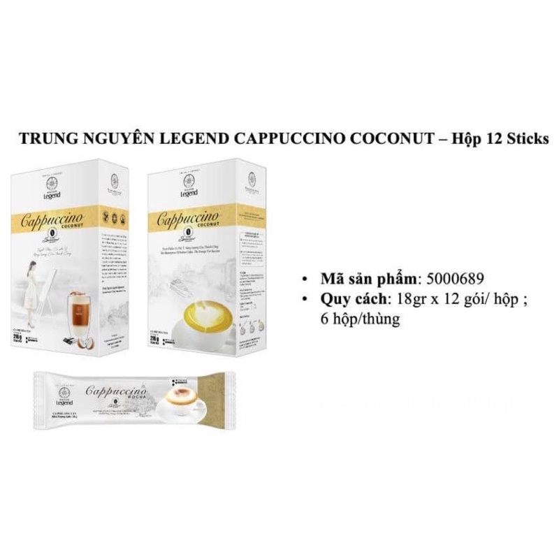 Cà phê hòa tan Trung Nguyên Cappuccino Mocha - Hazelnut - Coconut
