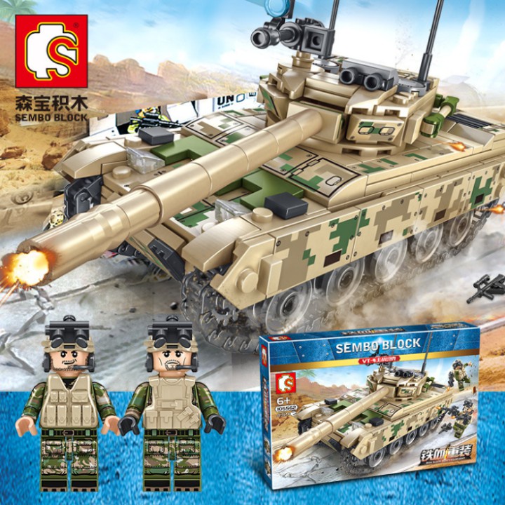 Đồ chơi lắp ráp xe tăng : xếp hình xe Tank Sembo Block 105562 - xe tank battle