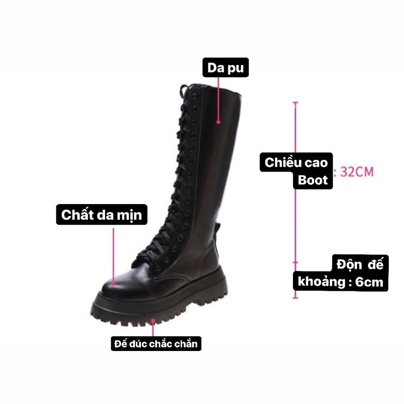 sẵn. Boot da buộc dây dài, Giày da dr cổ cao 😍 CLIP thật bốt dây (đặt giao ngay)