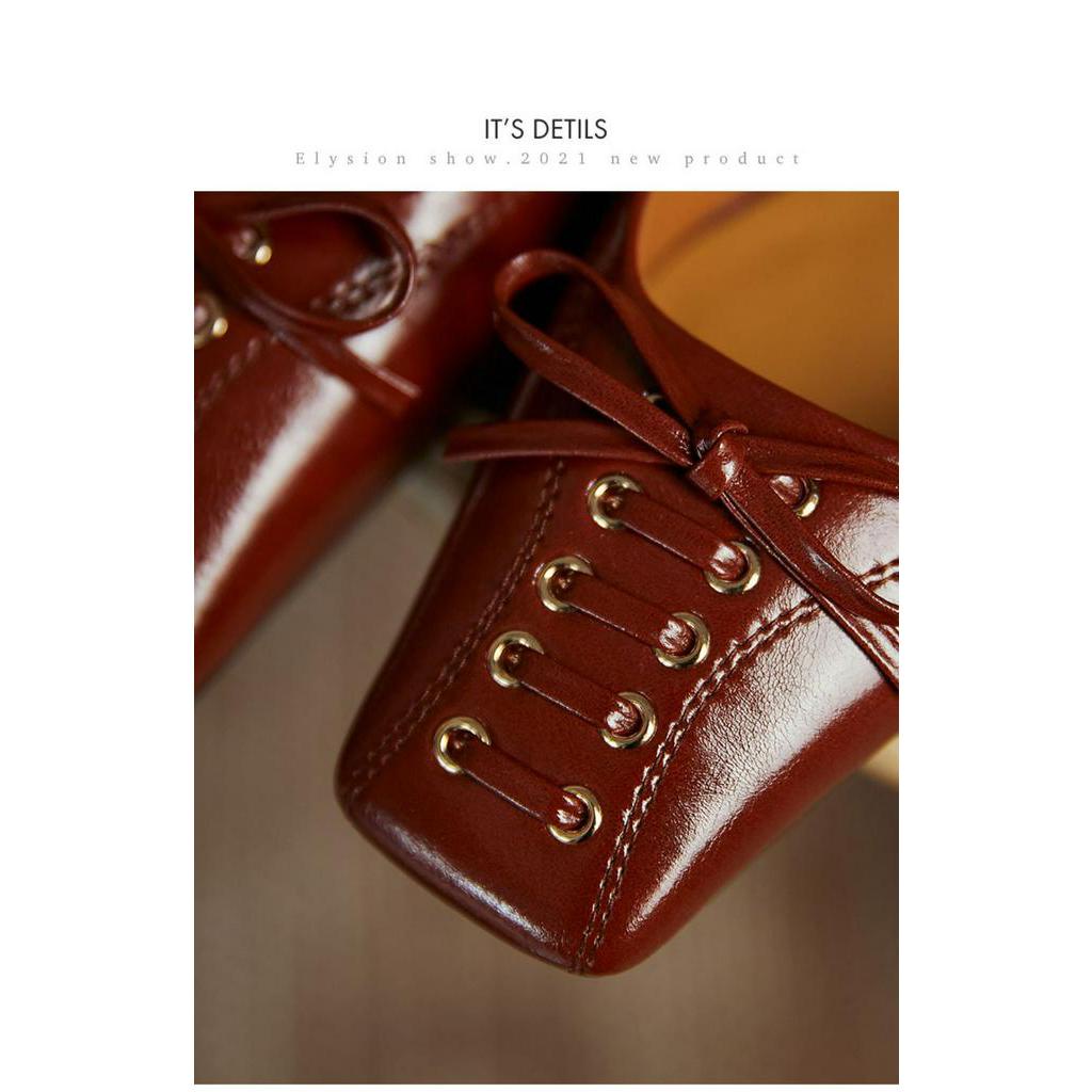 Giày Cao Gót Mũi Vuông Đính Nơ Thời Trang 2021 Cho Nữ