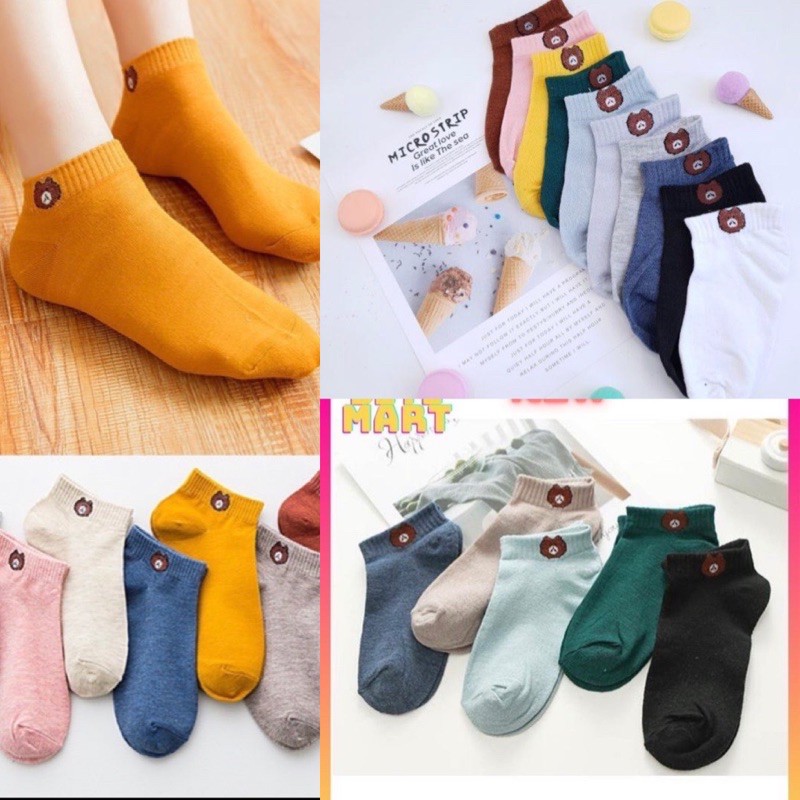 ♥️ Shop Uy Tín ♥️Tất Chân Vớ Chân Nữ Cotton In Hình Gấu Kute