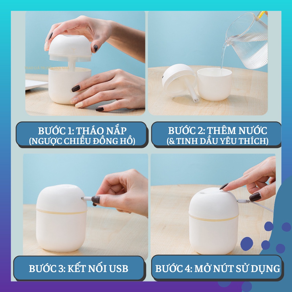 Máy Xông Tinh Dầu Mini, Máy Tạo Ẩm Phun Sương LEOHOUSE