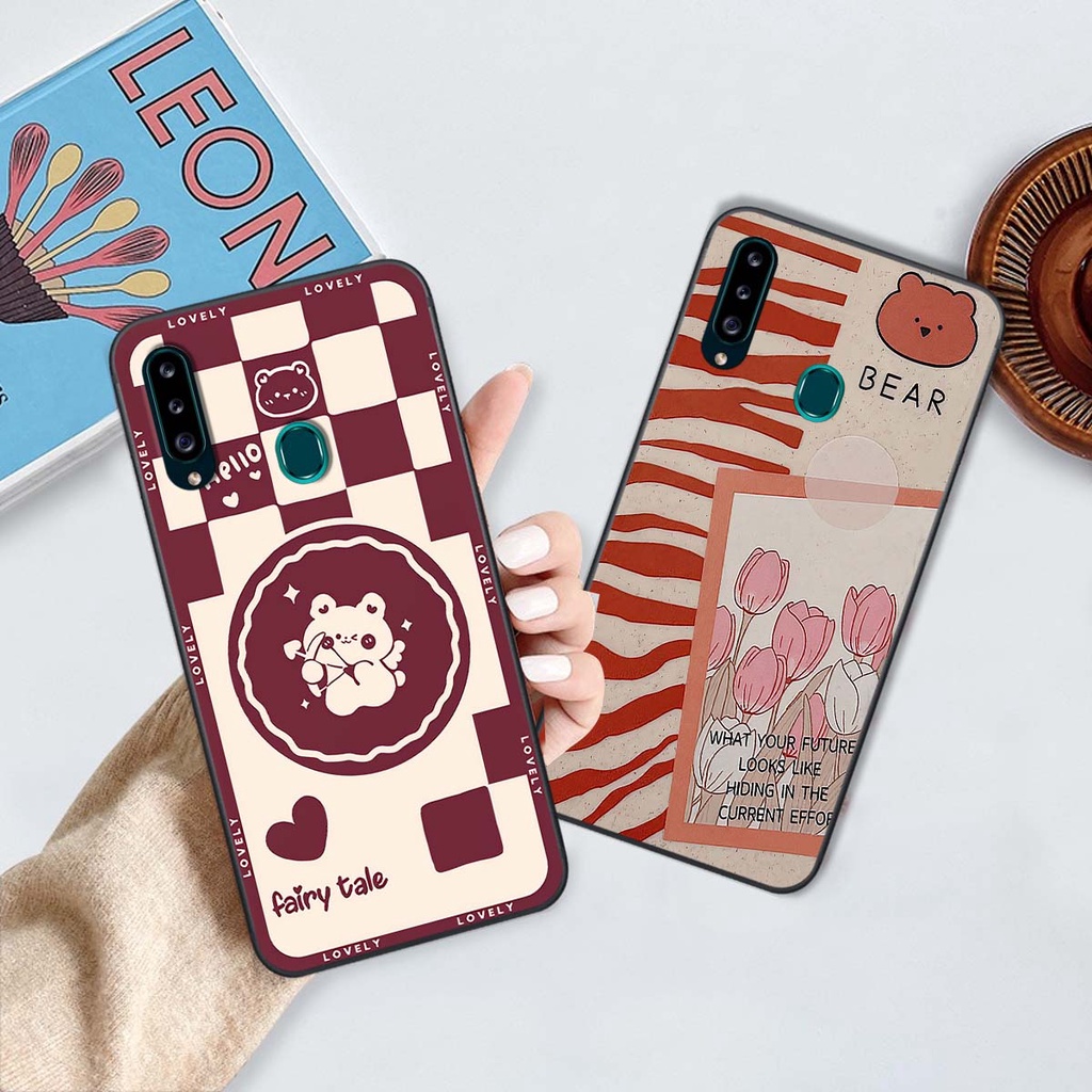 Ốp Samsung A20s gấu Bear rick caro vuông thời trang siêu đẹp