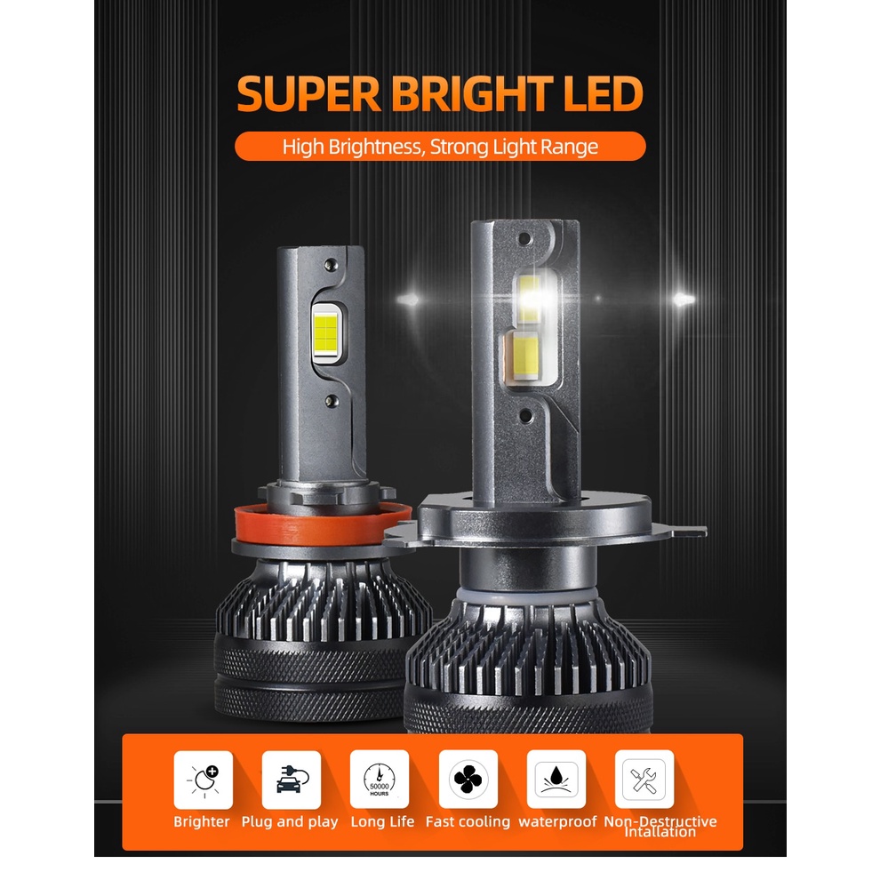 Set 2 Đèn Pha Led H7 H4 6000K 130W 32000Lm H8 H11 HB3 9005 HB4 9006 9012 Turbo 4300K 3000K Chuyên Dụng Cho Xe Hơi