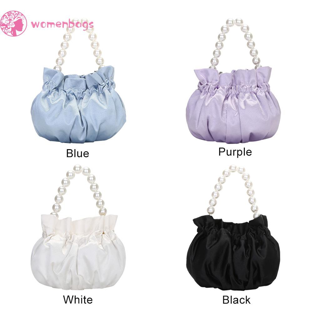 Túi Đeo Chéo Tích Hợp Túi Xách Xếp Ly Tay Cầm Đính Ngọc Trai Nhân Tạo Vải Satin Thanh Lịch Thời Trang Cho Phụ Nữ | BigBuy360 - bigbuy360.vn