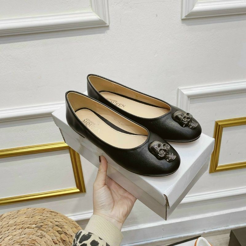 Giày Bệt Nữ Đầu Lâu Mc Queen Da Mềm Fullbox Cao Cấp