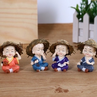 Bộ tượng 4 chú tiểu đội nón rơm