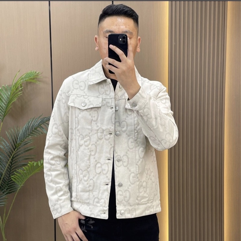 Áo khoác gucci vân chìm cao cấp, áo khoác bò nam vân nổi thời trang 2022 siêu hot