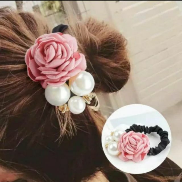 Dây Buộc Tóc Hoa Hồng Đính Hạt Châu