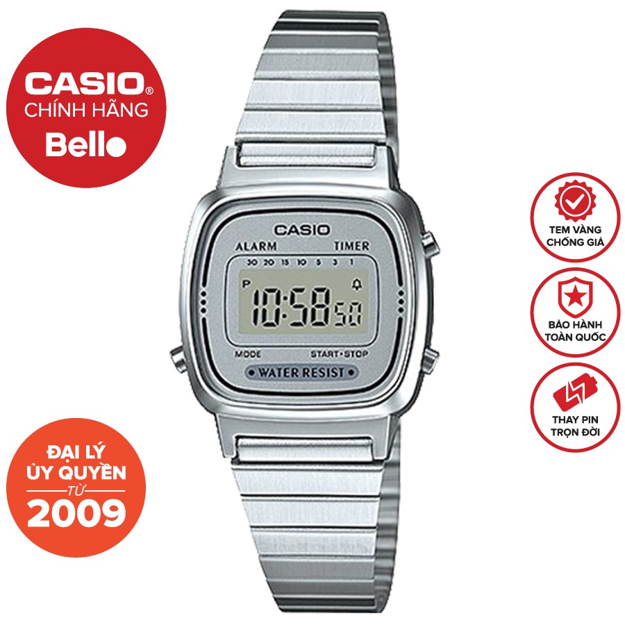 LA670WA Đồng hồ Casio nữ chính hãng dây kim loại bảo hành điện tử 1 năm Pin trọn đời