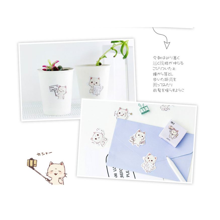 Bộ 45 Sticker Hàn Quốc hình mèo kute dán trang trí E05