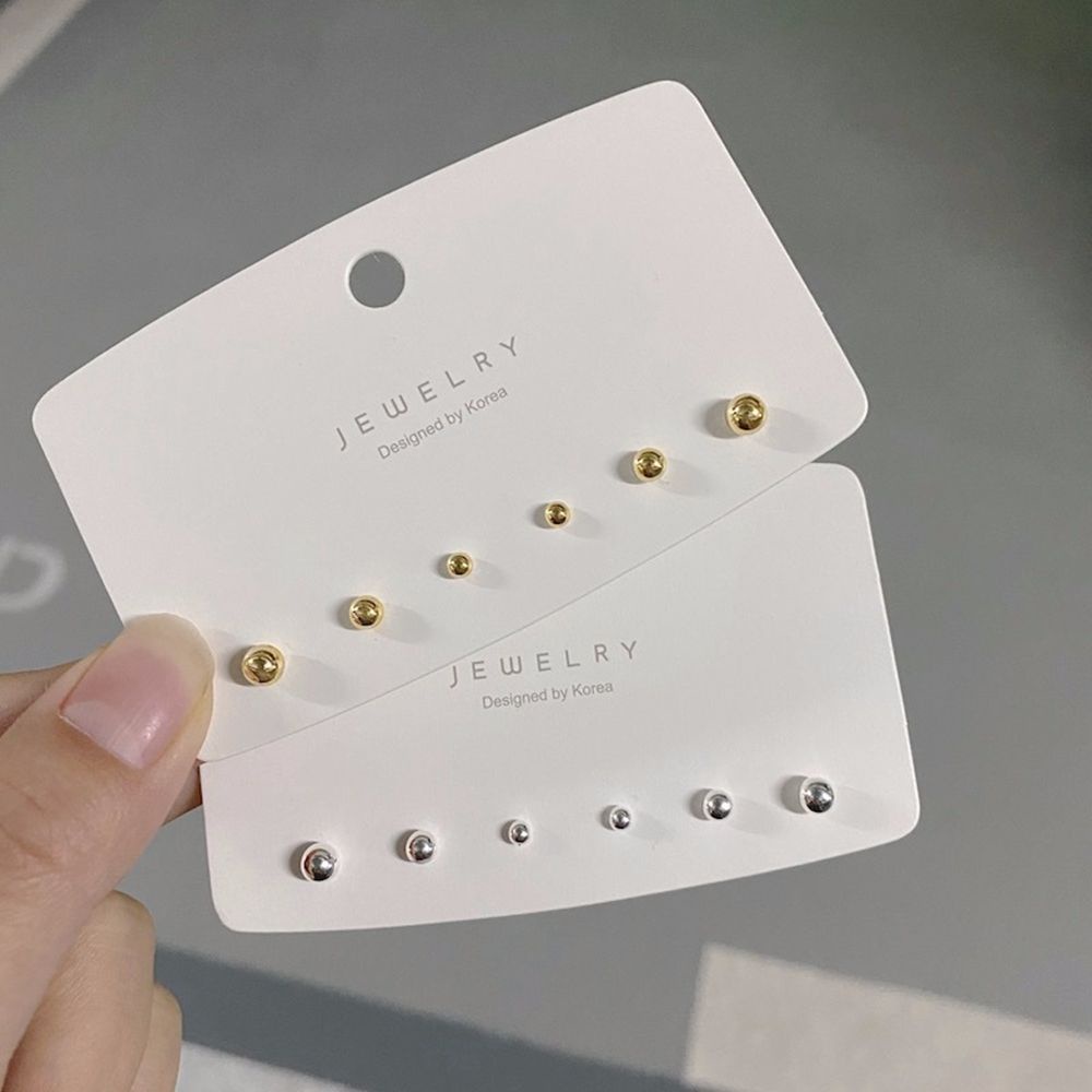 Set 6 Khuyên Tai Tròn Đơn Giản Thời Trang Cho Nữ