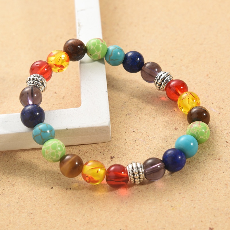 Vòng Tay Hạt Đá Núi Lửa Chakra 7 Luân Xa Có Thể Điều Chỉnh Kích Thước Giúp Giảm Căng Thẳng
