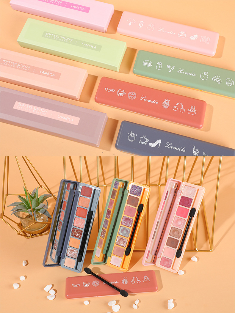 Lameila Horse Karon Bàn phím Finger Eye Shadow Tấm 8 Màu Matte Pearl Flash Trái đất Màu cao Gloss Bean Mud Mắt Trang điểm | BigBuy360 - bigbuy360.vn