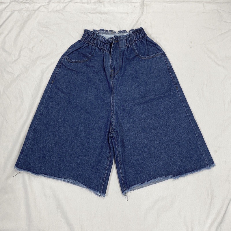 (30-35 Đậm/Nhạt/xám) Quần Short Jean Lưng Thun BIGSIZE,Vải Bò Lưng Cao- Sọt Lửng Ống Rộng Không Giãn