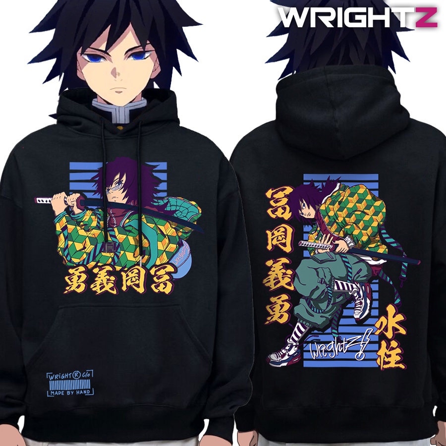 Áo hoodie Wrightz anime Tomioka Giyu thủy trụ demon slayer thanh gươm diệt quỷ over size