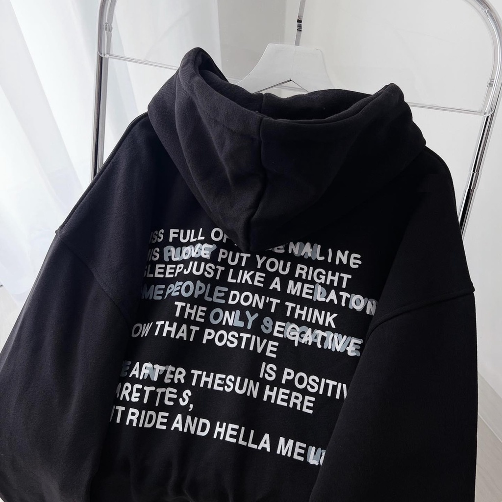 Áo Hoodie After Lưng Chữ Unisex Nỉ form rộng tay bồng màu XANH | ĐEN mũ 2 lớp kiểu hàn quốc