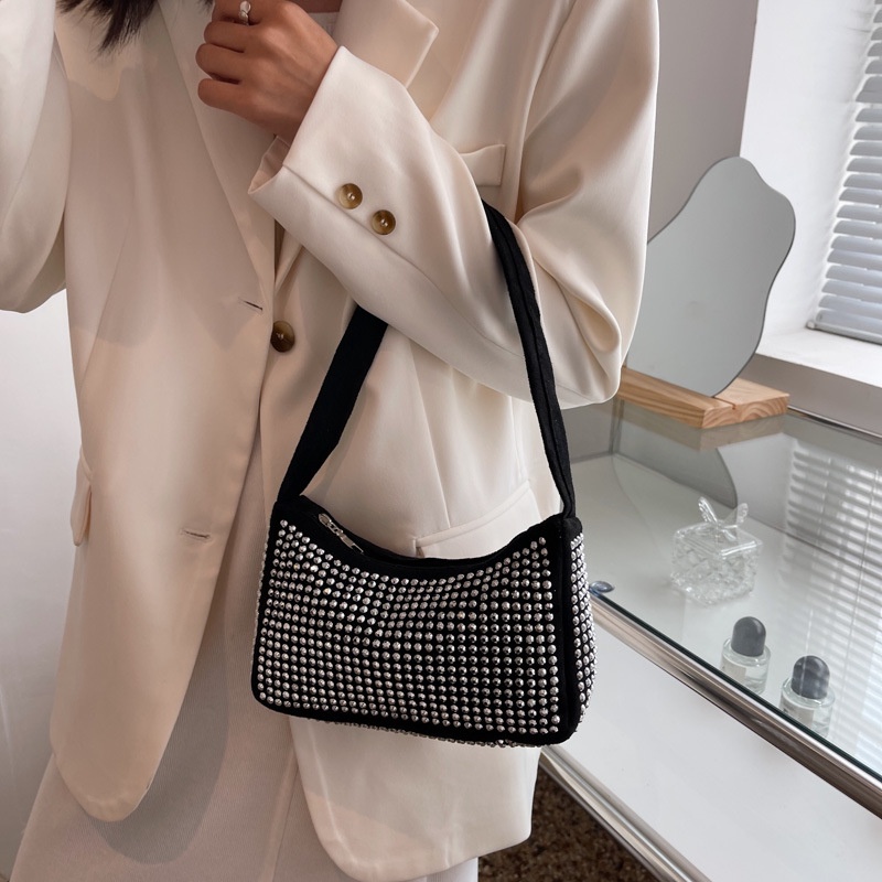 Túi Đeo JASMIN NOIR vai họa tiết kim cương nhân tạo thiết kế thời trang cho nữ