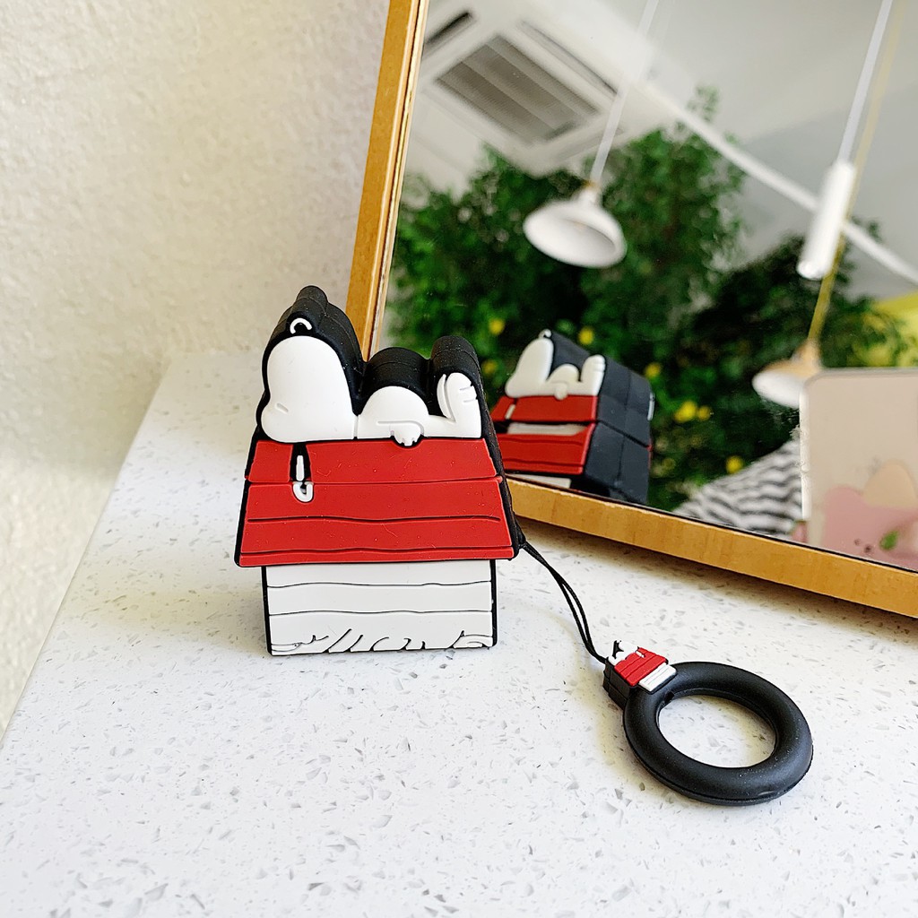 Vỏ silicon bảo vệ hộp sạc tai nghe bluetooth không dây airpods 1/2/pro hình ngôi nhà và chú chó Snoopy