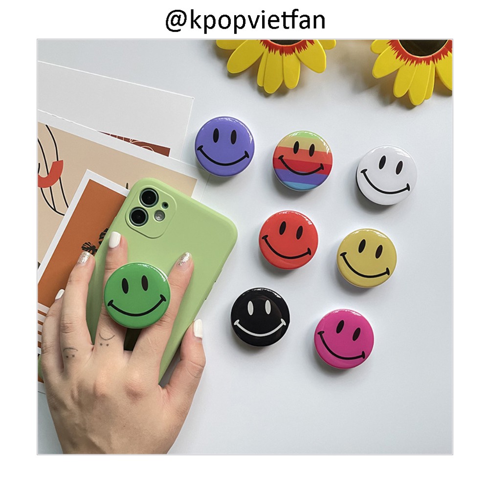 Chống điện thoại Popsocket họa tiết mặt cười SMILE in bóng dễ thương pop up đỡ cho dế yêu của bạn