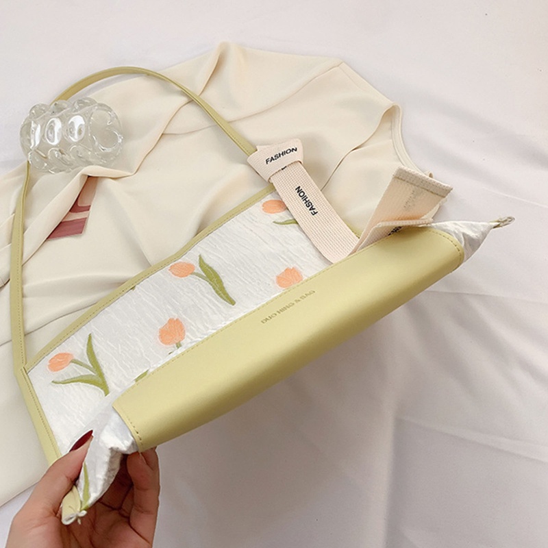 Túi Tote Đeo Vai Cỡ Lớn Thêu Họa Tiết Hoa Tulip Tinh Tế Thời Trang Cắm Trại/ Dã Ngoại