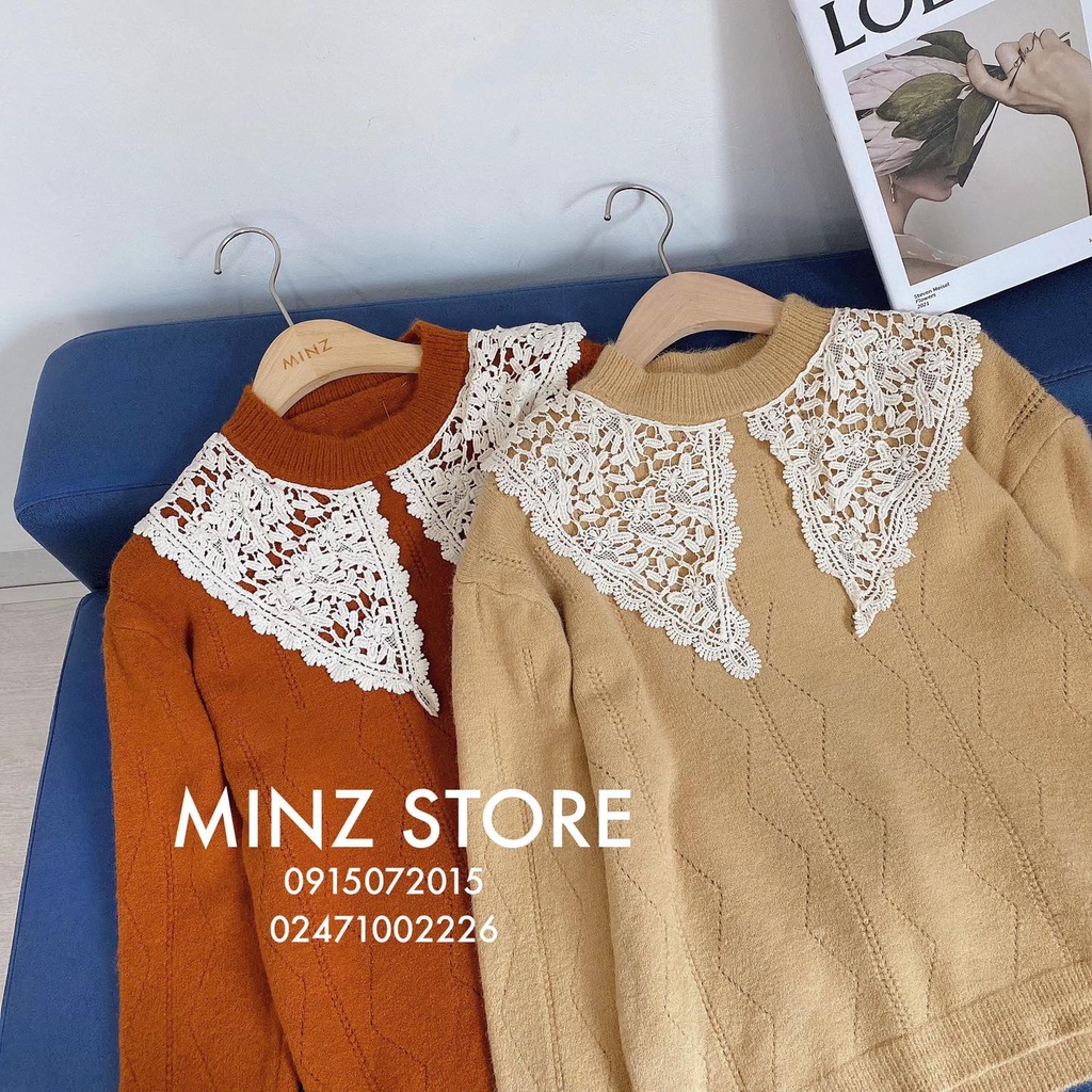 Len lông xù cổ phối ren #9608 (3 màu)