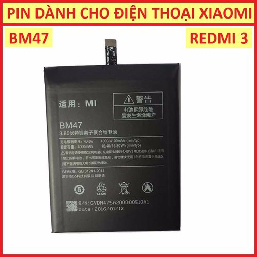 Pin thay thế Xiaomi Redmi 4X (BM47, Cell Pin 100% Zin) 4100mAh