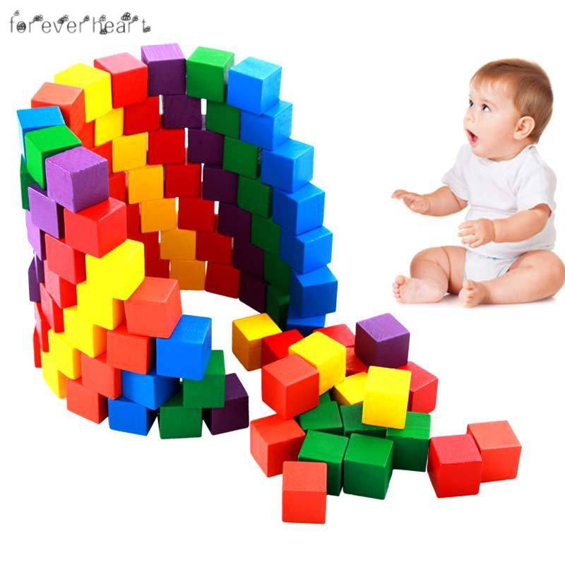 Khối Gỗ vuông Lập Phương Nhiều Màu Sắc Vui Nhộn Cho Bé