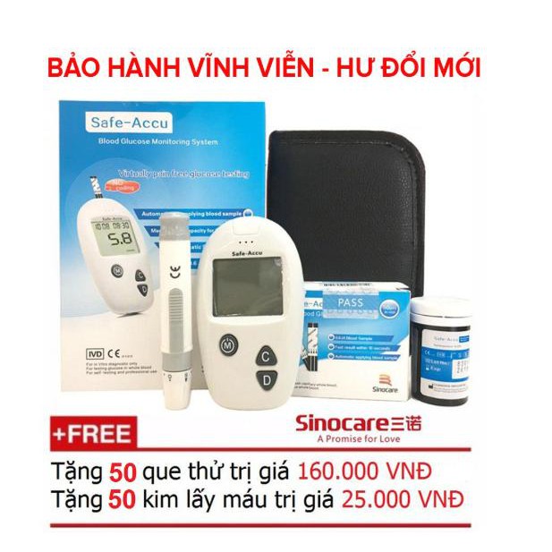 Máy đo đường huyết Sinocare Accu-Safe Đức (Kèm 50 que thử và 50 kim)