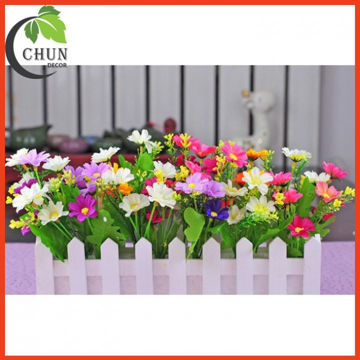 Hoa giả, giỏ hoa hàng rào gỗ (cả hoa và giỏ) 50cm nhiều mẫu trang trí nhà cửa