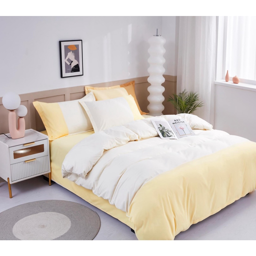 Bộ Chăn Ga Gối 4 Món Cotton Mix Nhập khẩu Cao Cấp Chất Cotton Mền Mịn Dày Dặn Mầu Sắc Trang Nhã Miễn Phí Bo Chun Giường